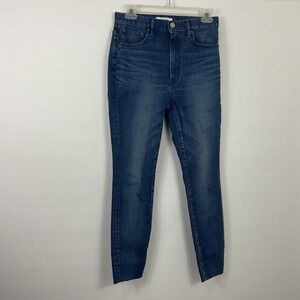 Moussy Vintage Raw Hem High Rise Slim Fit Denim Jeans Blue Womens Size 27